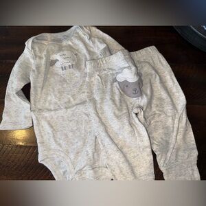 Gray Baby Two-Piece Set with Sheep Appliqué 3/6 months